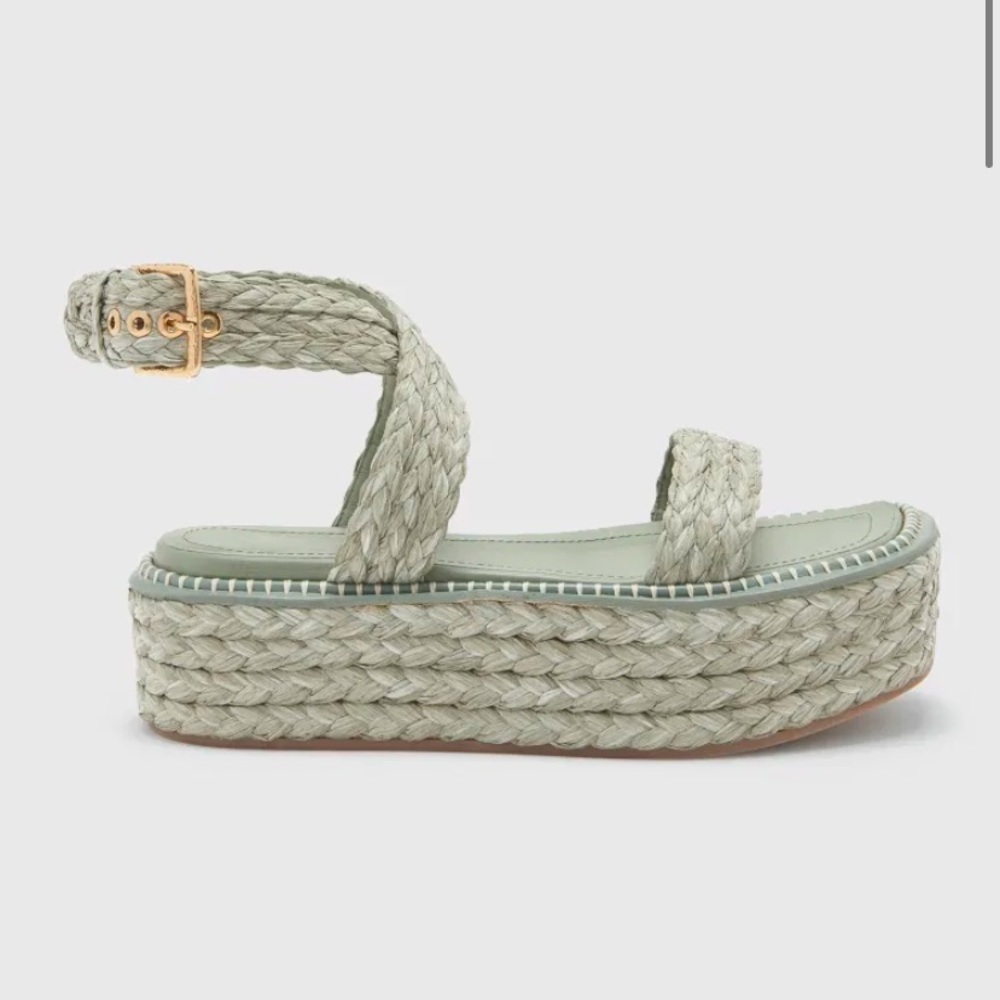 ULLA JOHNSON Gemma Raffia Ankle-Strap Flatform Sandals size 37